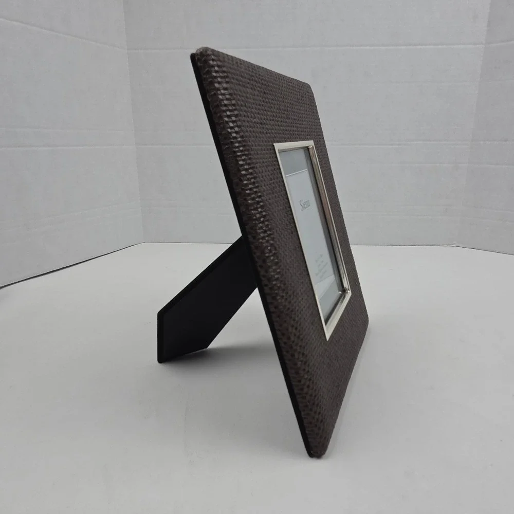 Siena Silverplate Rattan Brown 4x6 Picture Photo Frame Tabletop Wall Coastal